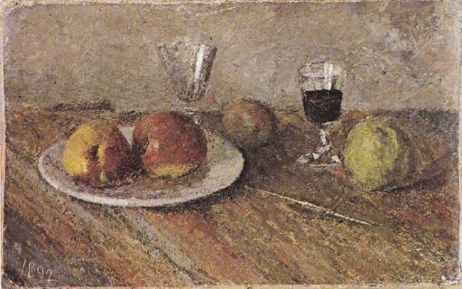 Lorenzo Peretti Natura morta con frutta e due bicchieri