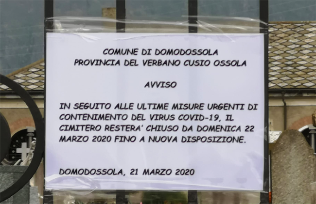cimitero domo chiusura