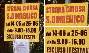strada chiusa sandomenico cartello