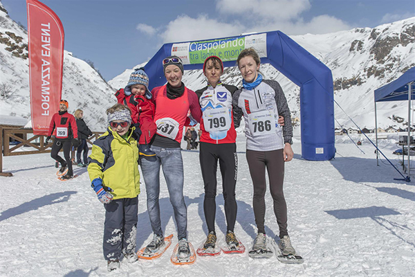 ciaspole Le prime tre da sx Cerlini Brizio Piana foto Luigi Framarini