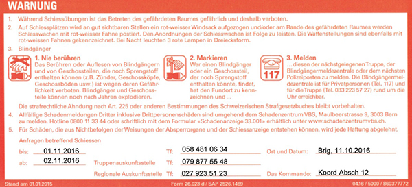 avviso bombe svizzera